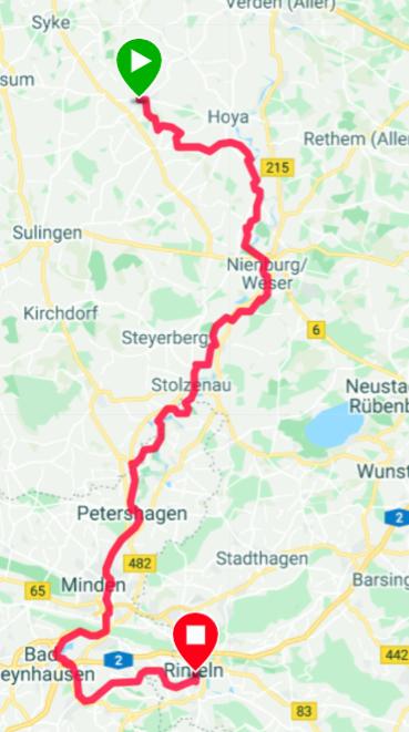Weserradweg Route