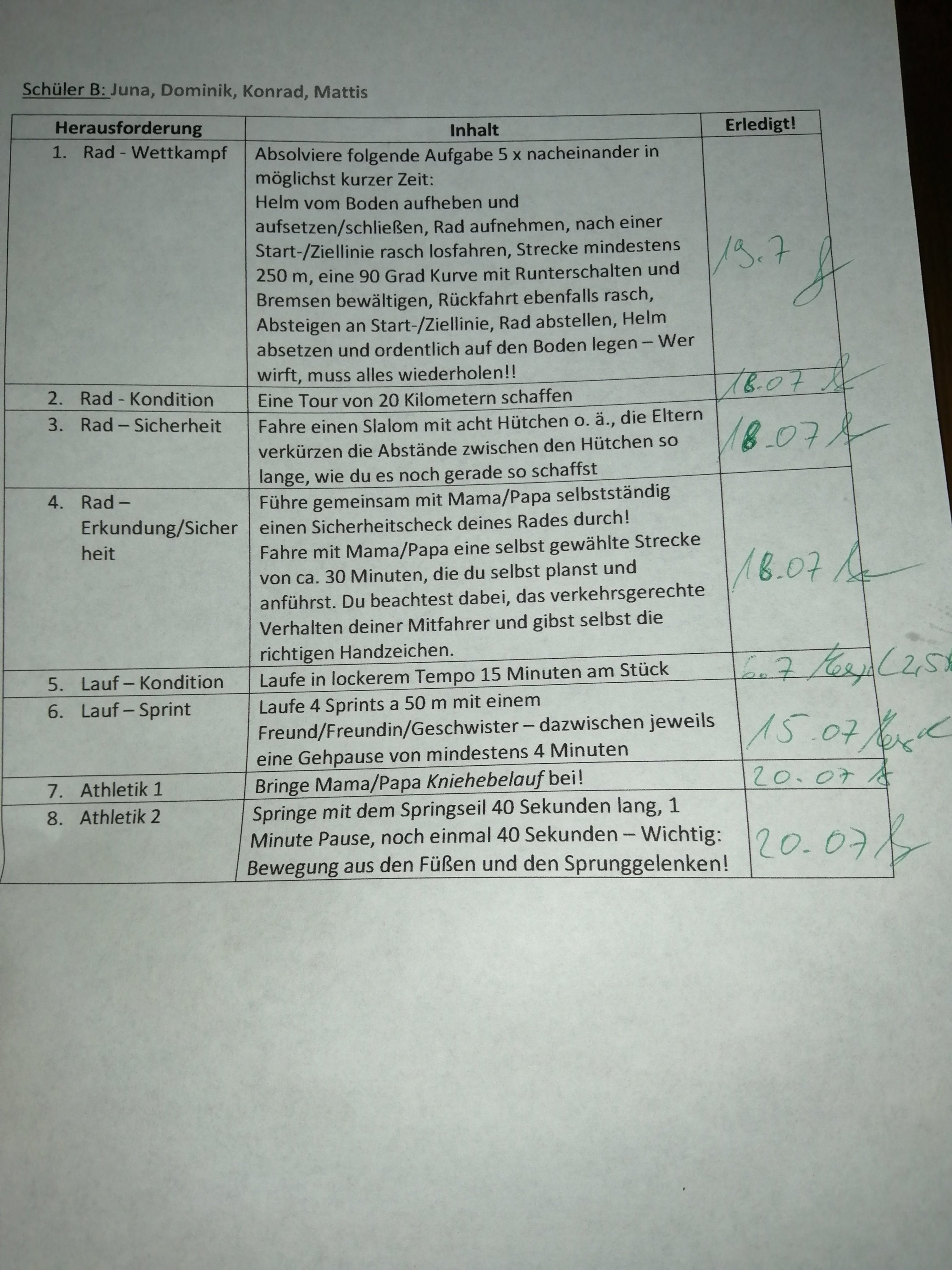 Mattis 8er Challenge Aufgabenliste min